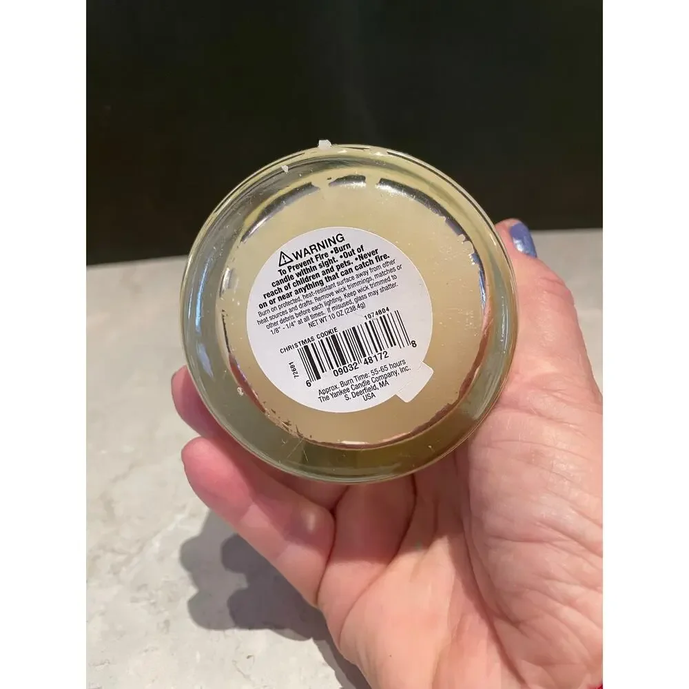Yankee Candle 10 oz glass jar Christmas Cookie yellow Fragrance New